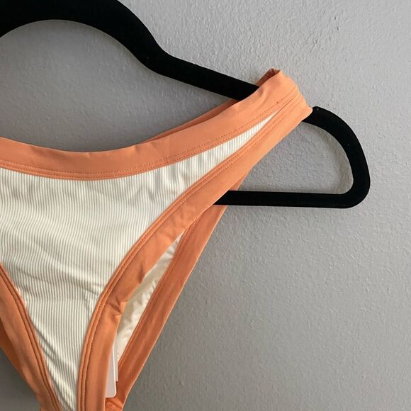 NWT L*Space Foley Bitsy Bikini Bottom Size Large White Orange - Picture 7 of 13